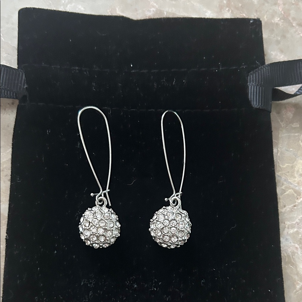 Sparkling Silver Crystal Ball Drop Earrings - Women Jewelry